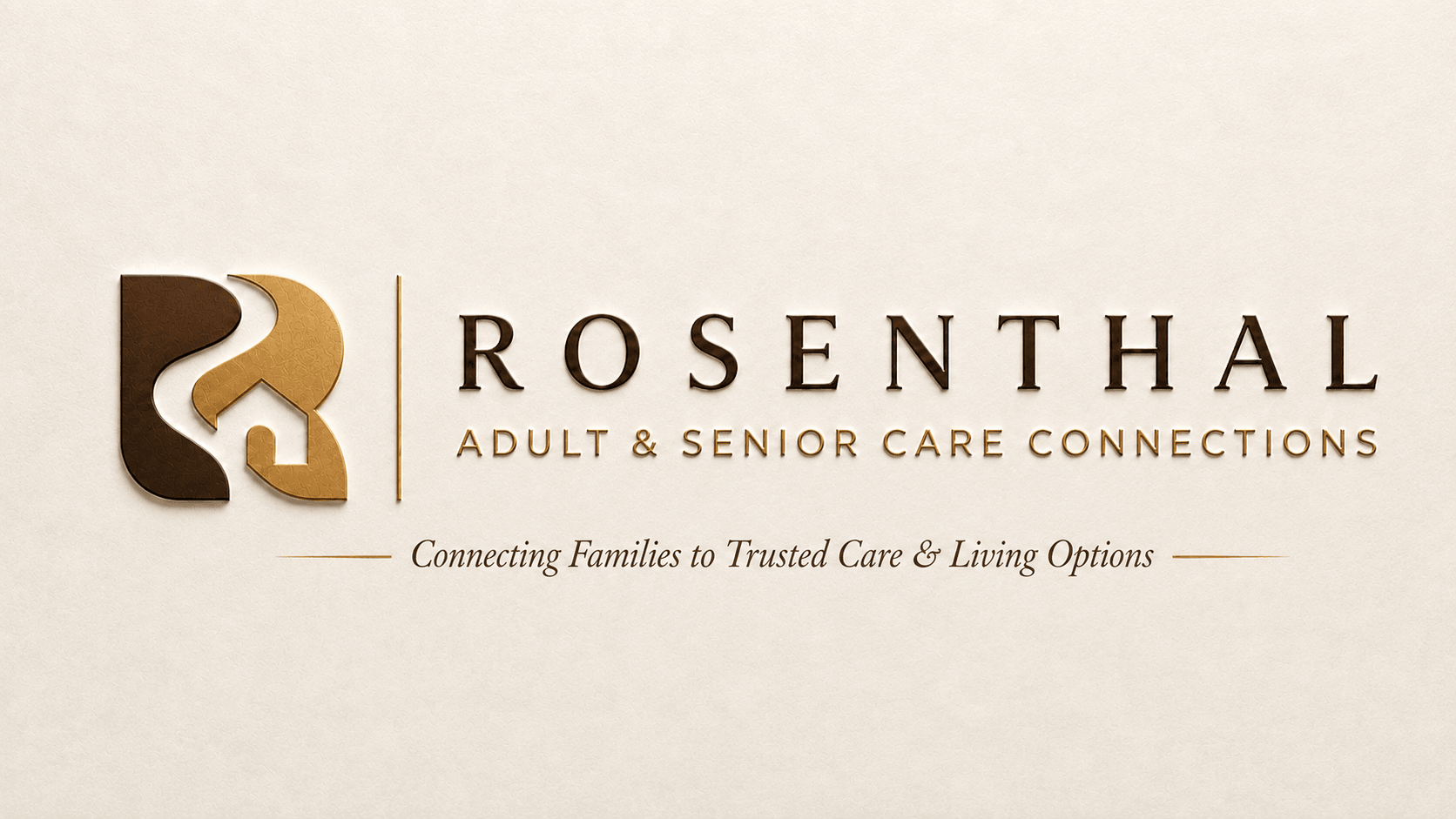 Logo for Rosenthal Adult & Senior Care Connections with a warm, sophisticated design